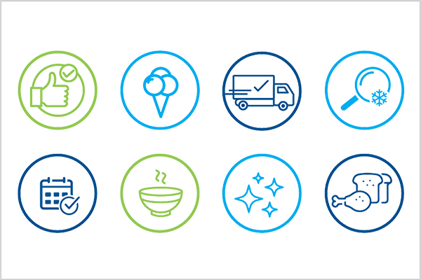 icons showing food safety compliance